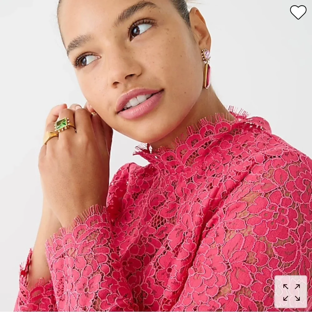 J Crew Mock Neck Lace Top in Dragonfruit NWT Size 6